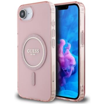 Guess IML Glitter Circle MS różowy - etui iPhone 16e / 17e