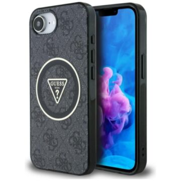 Guess IML Metal Glitter 4G Circle Triangle MS czarny - etui iPhone 16e / 17e