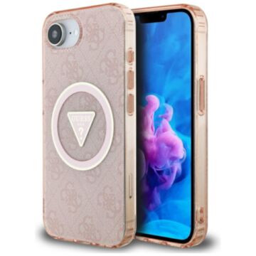 Guess IML Metal Glitter 4G Circle Triangle MS różowy - etui iPhone 16e / 17e