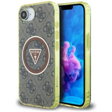 Guess IML Metal Glitter 4G Circle Triangle MS brązowy - etui iPhone 16e / 17e