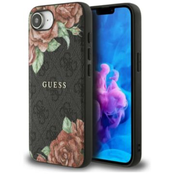 Guess 4G Flowers Print MS czarny - etui iPhone 16e / 17e