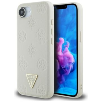 Guess Grained Hot Stamp Peony Triangle Logo MS beżowy - etui iPhone 16e / 17e
