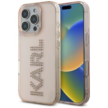 Karl Lagerfeld IML Rhinestones Logo różowy - etui iPhone 16 Pro
