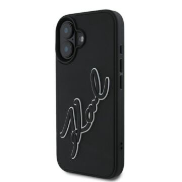 Karl Lagerfeld 3D Rubber Signature czarny - etui iPhone 16