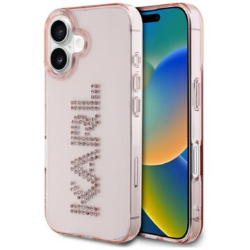 Karl Lagerfeld IML Rhinestones Logo różowy - etui iPhone 16