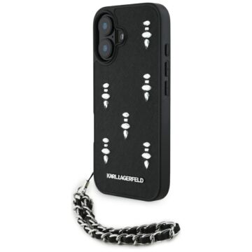 Karl Lagerfeld Saffiano Crystals w/Chain czarny - etui iPhone 16