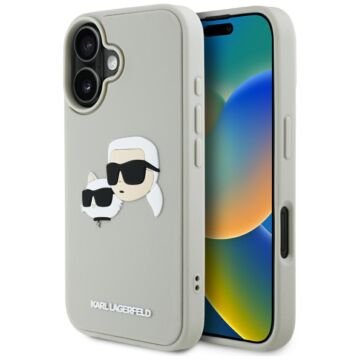 Karl Lagerfeld HC 3D Rubber DoubleHeads beżowy - etui iPhone 16