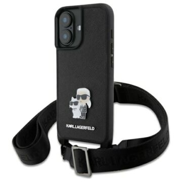 Karl Lagerfeld Saffiano KarlChoupette Metal Pin CBDY Strap czarny - etui iPhone 16