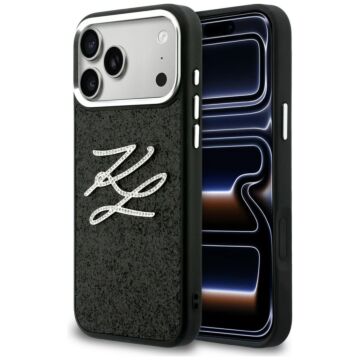 Karl Lagerfeld IML Glitter KL Diamond Logo czarny - etui iPhone 17 Pro Max