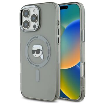 Karl Lagerfeld IML Metal Karl Head MS czarny - etui iPhone 16 Pro