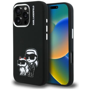 Karl Lagerfeld Silicone KarlChoupette Sketch MS czarny - etui iPhone 16 Pro