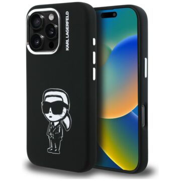 Karl Lagerfeld Silicone Karl Sketch MS czarny - etui iPhone 16 Pro