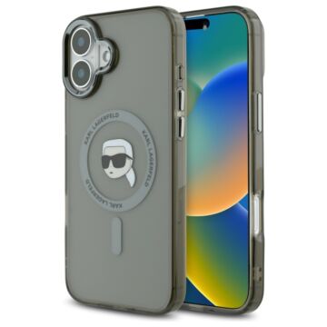 Karl Lagerfeld IML Metal Karl Head MS czarny - etui iPhone 16 Plus