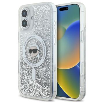Karl Lagerfeld Liquid Glitter Karl Head MS przezroczysty - etui iPhone 16 Plus