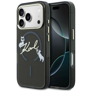 Karl Lagerfeld IML Choupettes Karl Script Logo MS czarny - etui iPhone 17 Pro Max