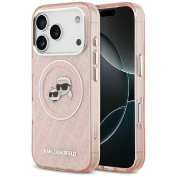 Karl Lagerfeld IML Glitter Karl Choupette Heads Logo MS różowy - etui iPhone 17 Pro