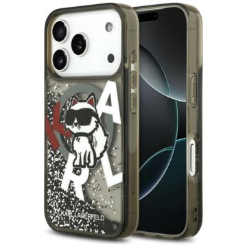 Karl Lagerfeld Liquid Glitter Choupette Logo MS czarny - etui iPhone 17 Pro