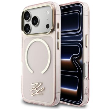 Karl Lagerfeld IML KL Script Logo MS różowy - etui iPhone 17 Pro Max