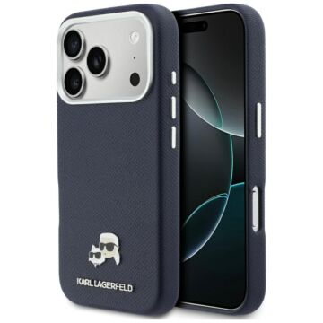 Karl Lagerfeld Karl Choupette Head Pins Saffiano MS niebieski - etui iPhone 17 Pro Max