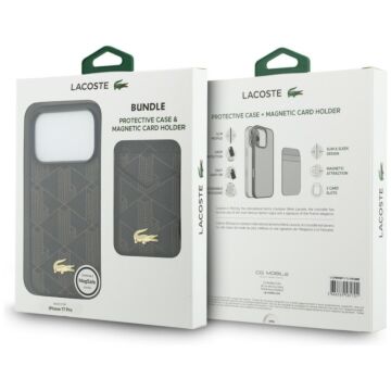 Lacoste PVC Blend MS + portfel brązowy - etui iPhone 17 Pro