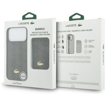 Lacoste PVC Blend MS + portfel brązowy - etui iPhone 17 Pro Max