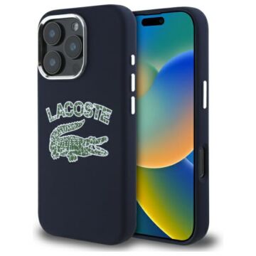 Lacoste Silicone Cracked Logo MS granatowy - etui iPhone 16 Pro