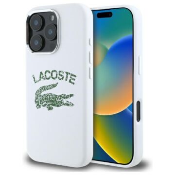 Lacoste Silicone Cracked Logo MS farine - etui iPhone 16 Pro Max