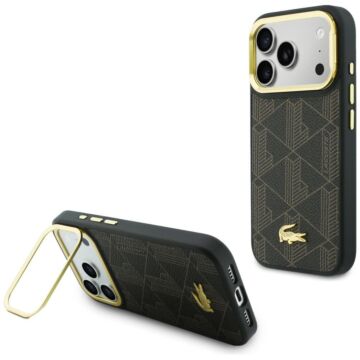 Lacoste PVC Blend Stand brązowy - etui iPhone 17 Pro Max