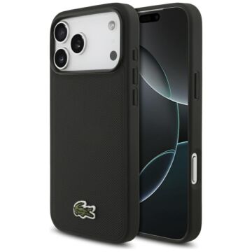 Lacoste Iconic Petit Pique Woven Logo MS czarny - etui iPhone 17 Pro Max