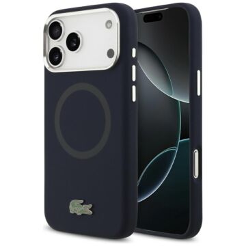 Lacoste Silicone Metal Logo MS granatowy - etui iPhone 17 Pro Max