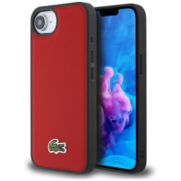 Lacoste Iconic Petit Pique Woven Logo MS czerwony - etui iPhone 16e / 17e