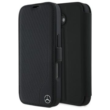 Mercedes Leather Wood Imitation czarny - etui iPhone 16