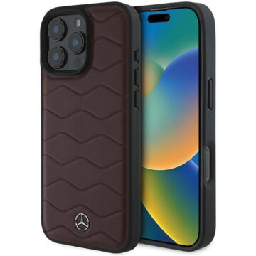 Mercedes MB Waves Leather czerwony - etui iPhone 16 Pro Max