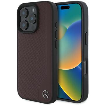 Mercedes MB Wood MS czerwony - etui iPhone 16 Pro