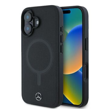 Mercedes Plain Smooth Leather MS czarny - etui iPhone 16