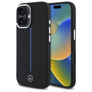 Mercedes Blue Stripe MS czarny - etui iPhone 16
