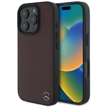 Mercedes MB Wood MS czerwony - etui iPhone 16 Pro Max