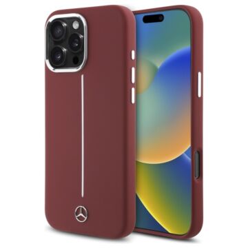 Mercedes White Stripe MS czerwony - etui iPhone 16 Pro Max