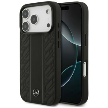 Mercedes Leather Laurel Stripes MS czarny - etui iPhone 17 Pro