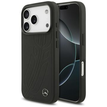 Mercedes Leather Large Laurel MS czarny - etui iPhone 17 Pro