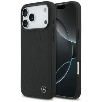 Mercedes Leather Large Laurel MS czarny - etui iPhone 17 Pro Max