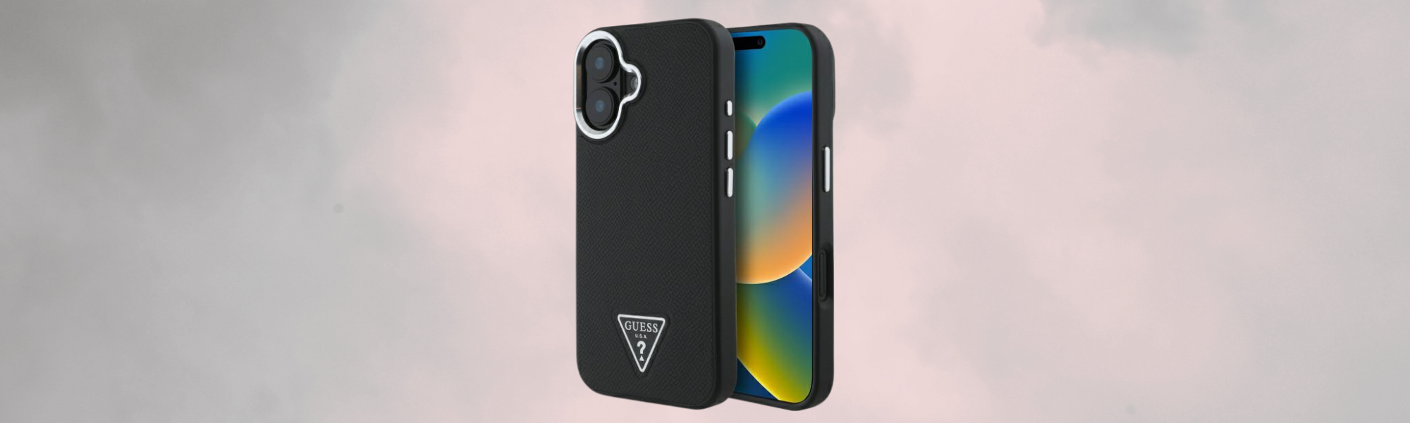 Guess Grained Triangle MagSafe Czarne etui Guess na telefon