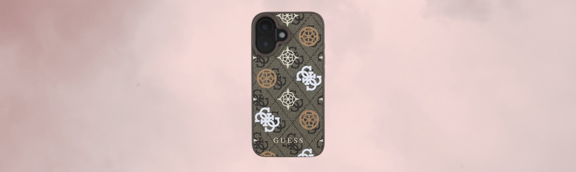 Guess Peony On 4G Background MagSafe Etui Guess wzór 4G logo brązowe