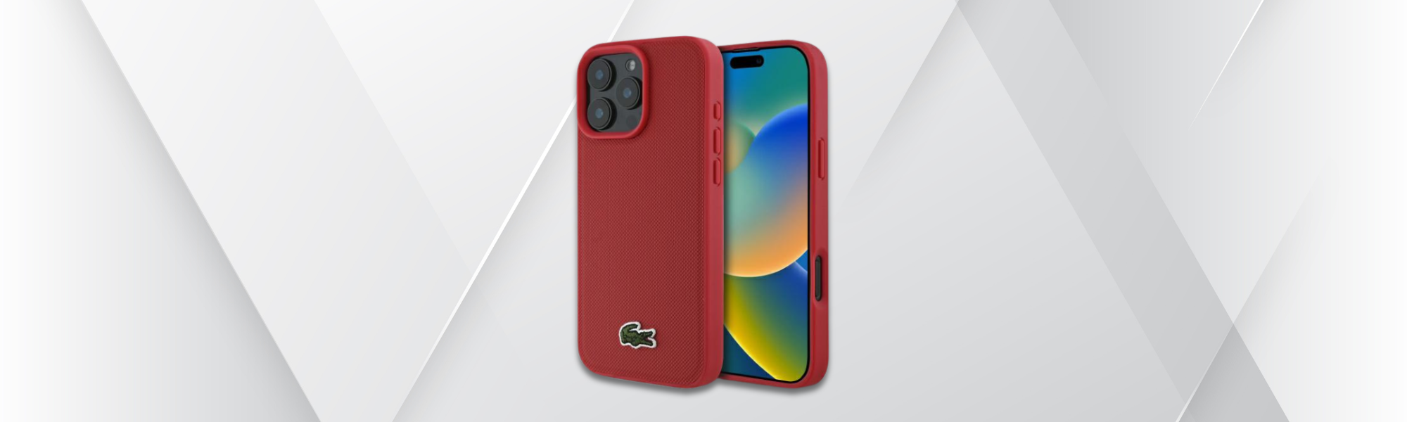 czerwone etui lacoste przód tył