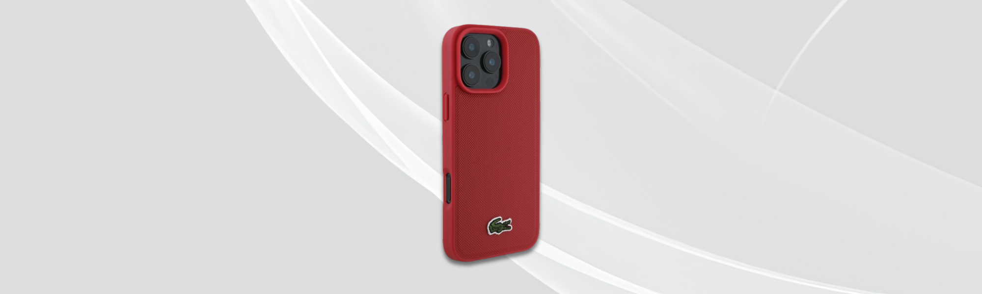 czerwone etui lacoste tył telefonu
