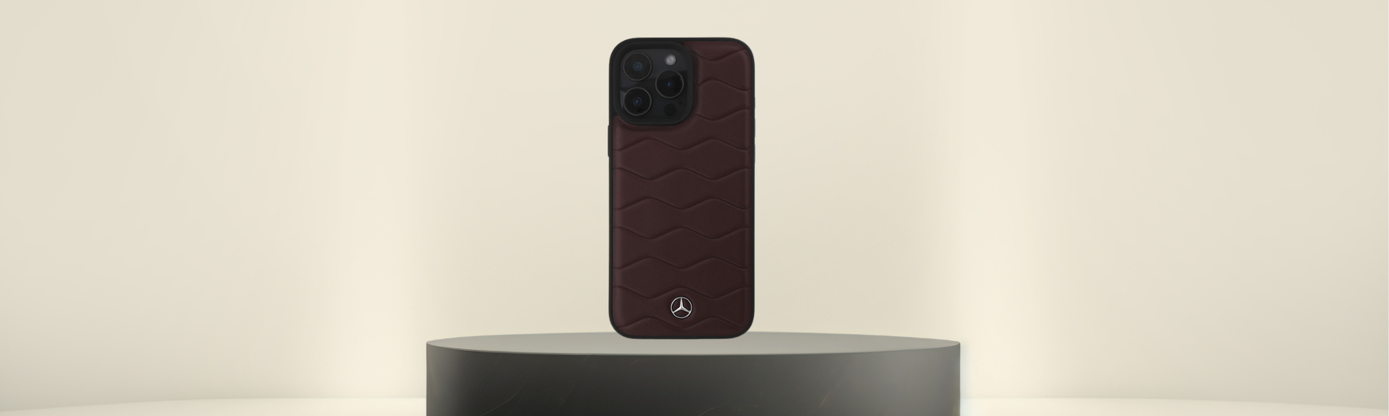 Mercedes-Benz MB Waves Leather Czerwone skórzane etui Mercedes logo