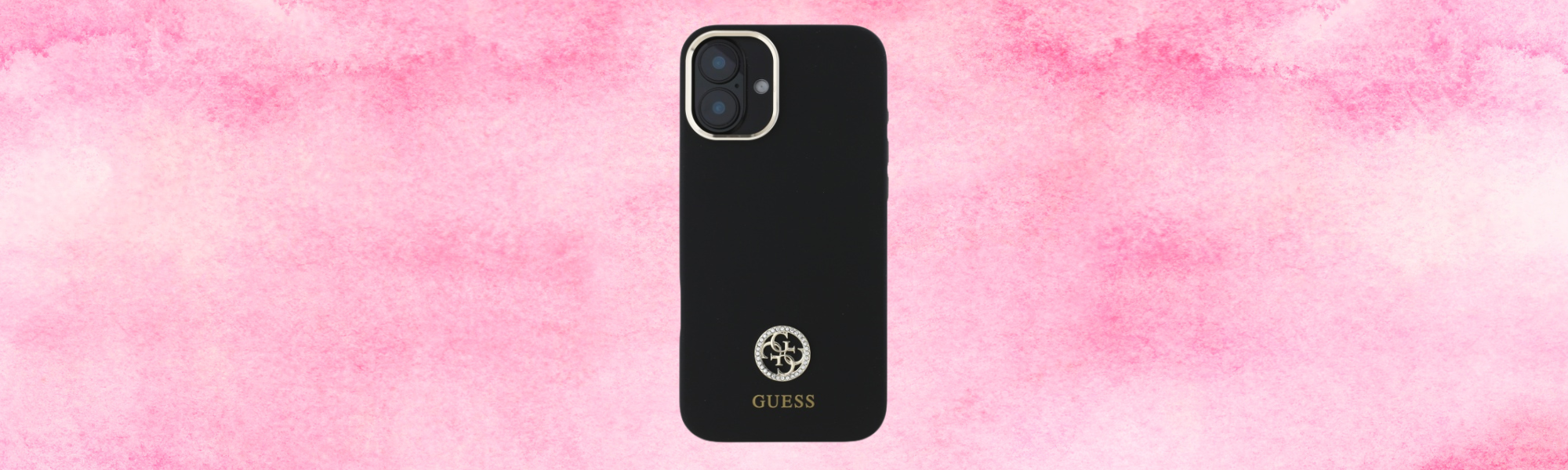 Guess Silicone Logo Strass 4G Czarne etui Guess logo złote detale