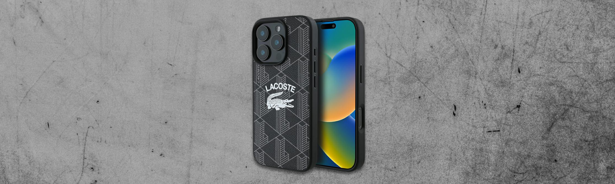 Etui Lacoste przód tył geometryczny wzór logo