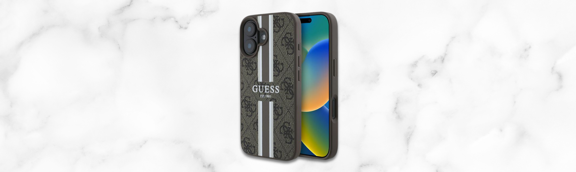 Czarne etui Guess paski logo