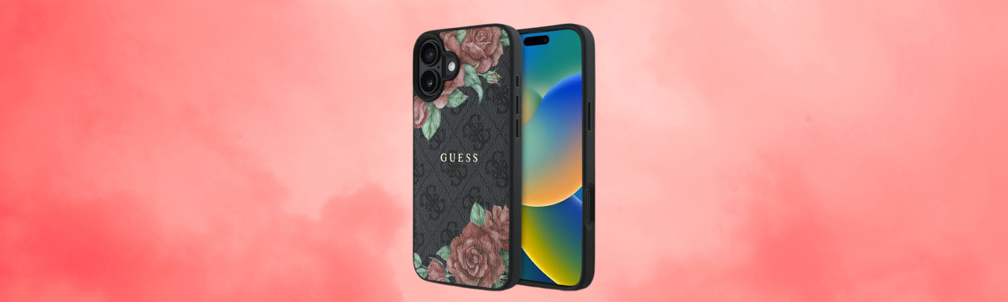 Etui Guess czarne kwiaty iPhone